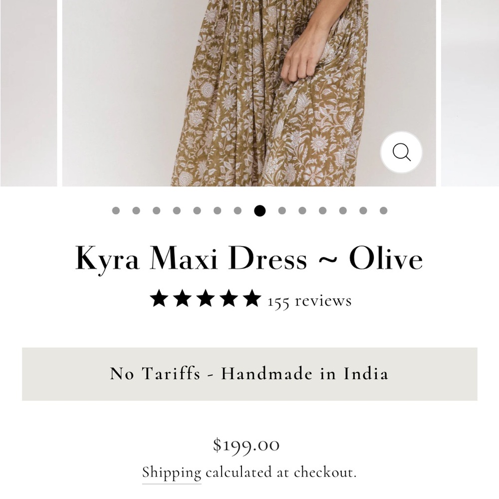 Daughters of India Kyra Olive Maxi dress